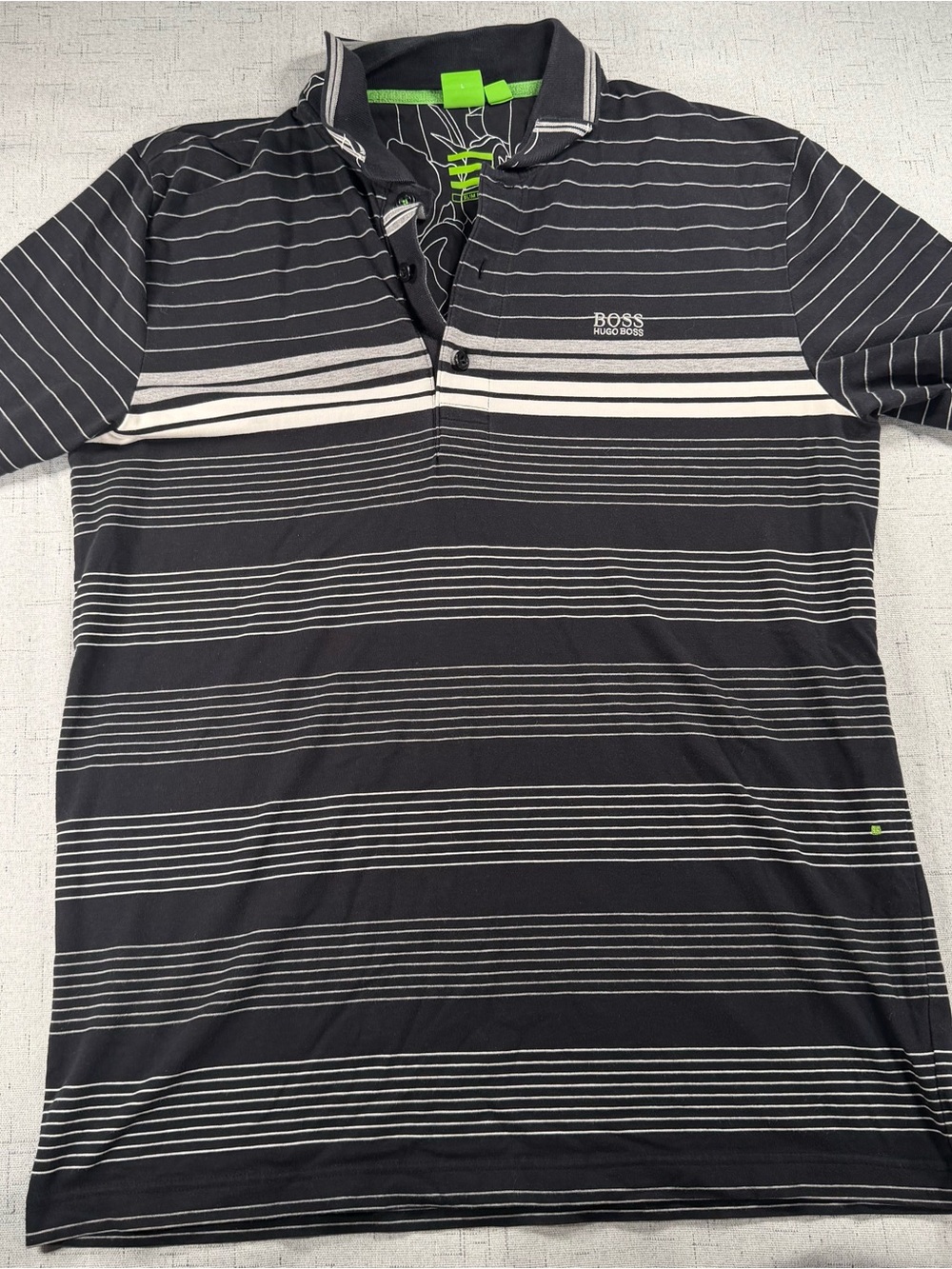 Hugo Boss Black & White Striped Men's Polo Shirt